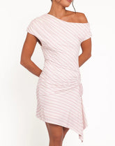 Mini Dress in a vibrant pink stripe print